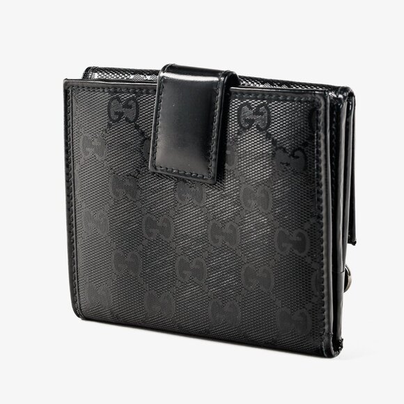 Gucci Vintage Y2K Black Monogram Compact Leather Wallet - Picture 3 of 10